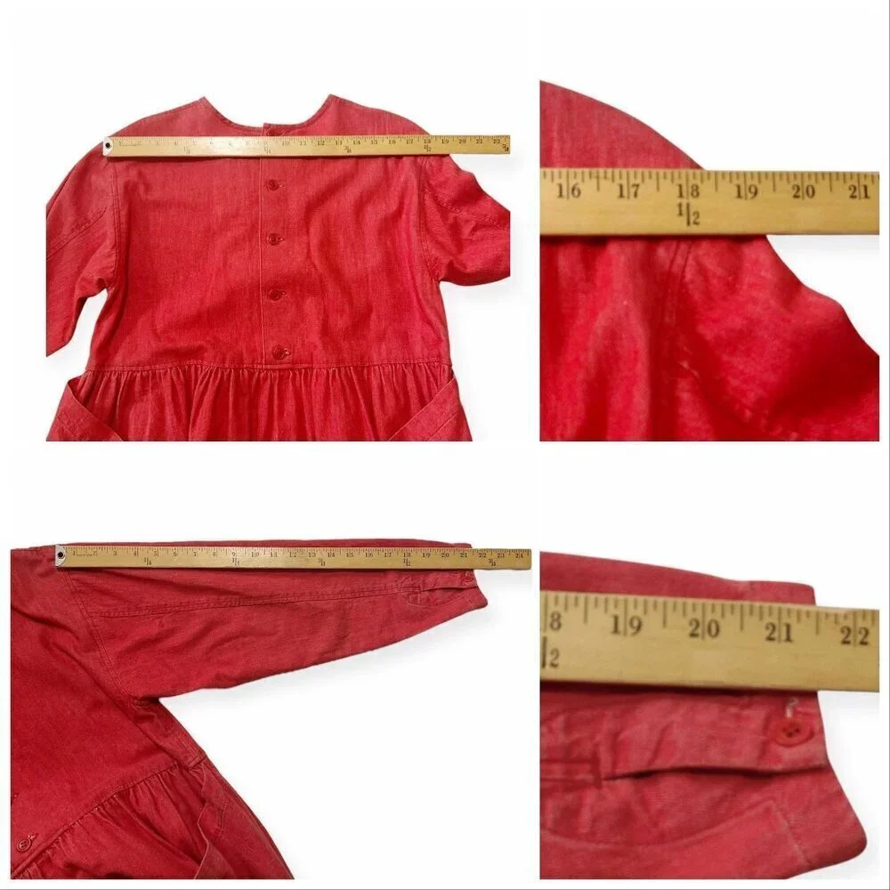 "I.S." ISSEY SPORT Red Midi Dress, Size M,  Rare from Vintage 80S - Picture 15 of 16